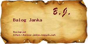 Balog Janka névjegykártya